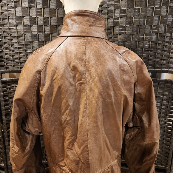 Vintage 80's Georgetown Leather Parka Jacket sz Medium - Picture 9 of 12